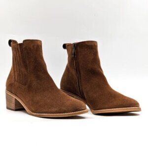 Paul Green Sante Western Boho Brown Italian Suede Leather Ankle Boots Size 6.5